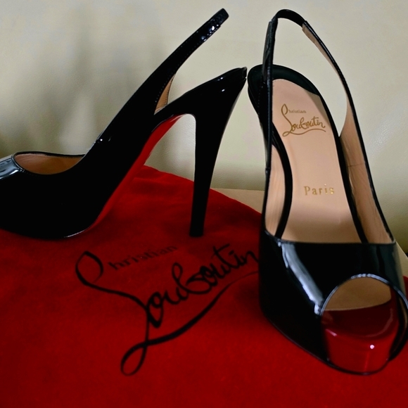 Christian Louboutin Patent Leather Peep Toe Slingback Heels US 6 / EU 36 - Picture 5 of 12